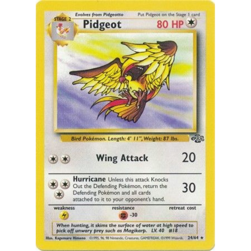 Pokemon Card Jungle Set Unlimited 24/64 Pidgeot Rare NEAR MINT