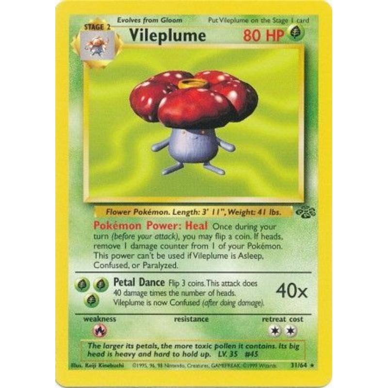 Pokemon Card Jungle Set Unlimited 31/64 Vileplume Rare NEAR MINT