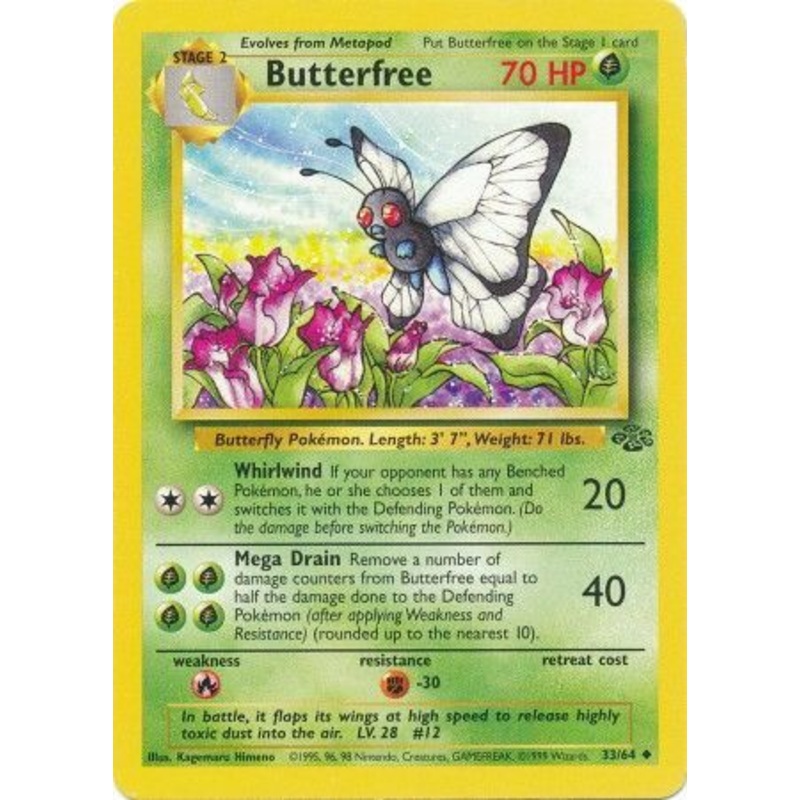 Pokemon Card Jungle Set Unlimited 33/64 Butterfree Uncommon NEAR MINT