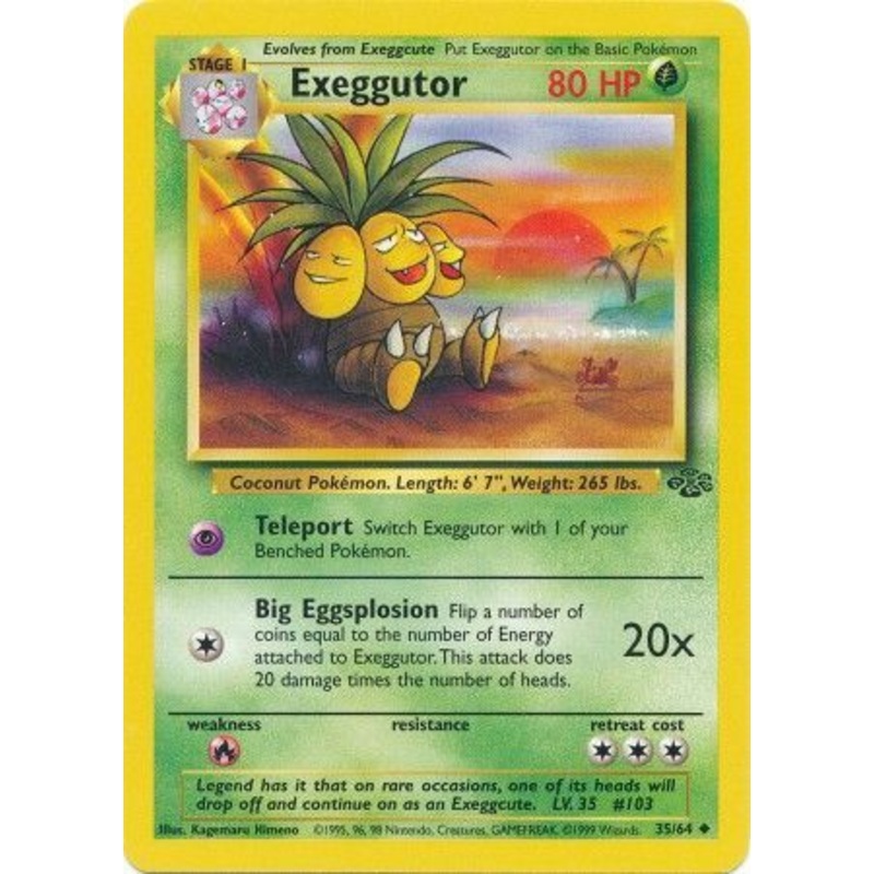 Pokemon Card Jungle Set Unlimited 35/64 Exeggutor Uncommon NEAR MINT