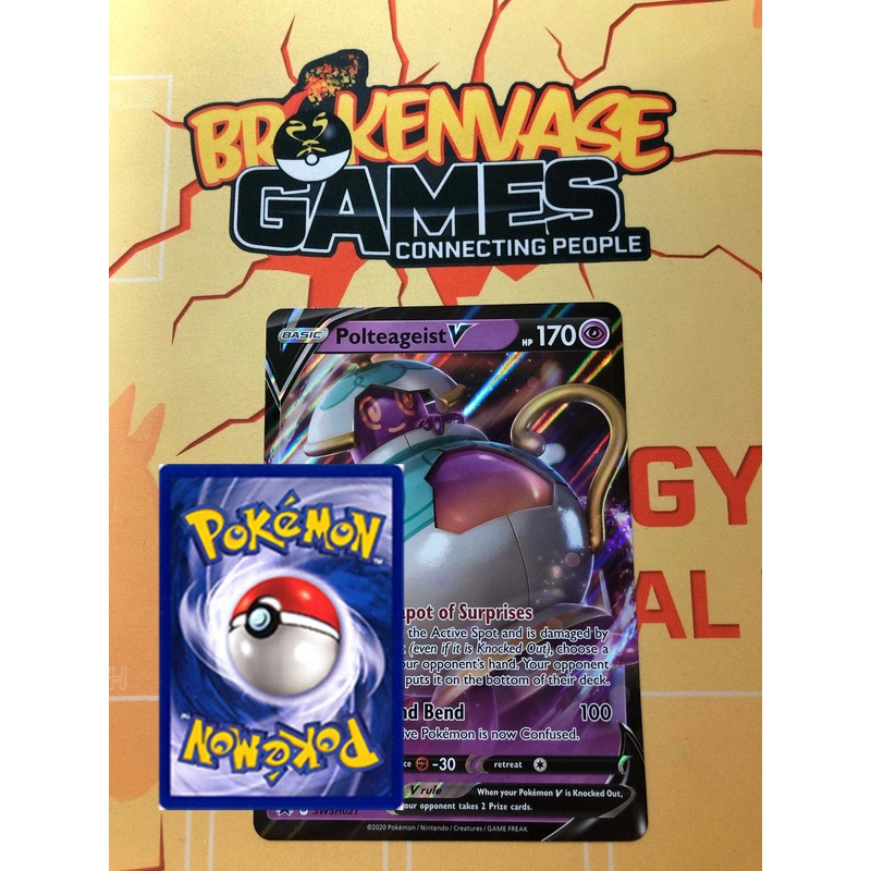 Pokemon Card SWSH021 Polteageist V JUMBO OVERSIZED BLACK STAR PROMO