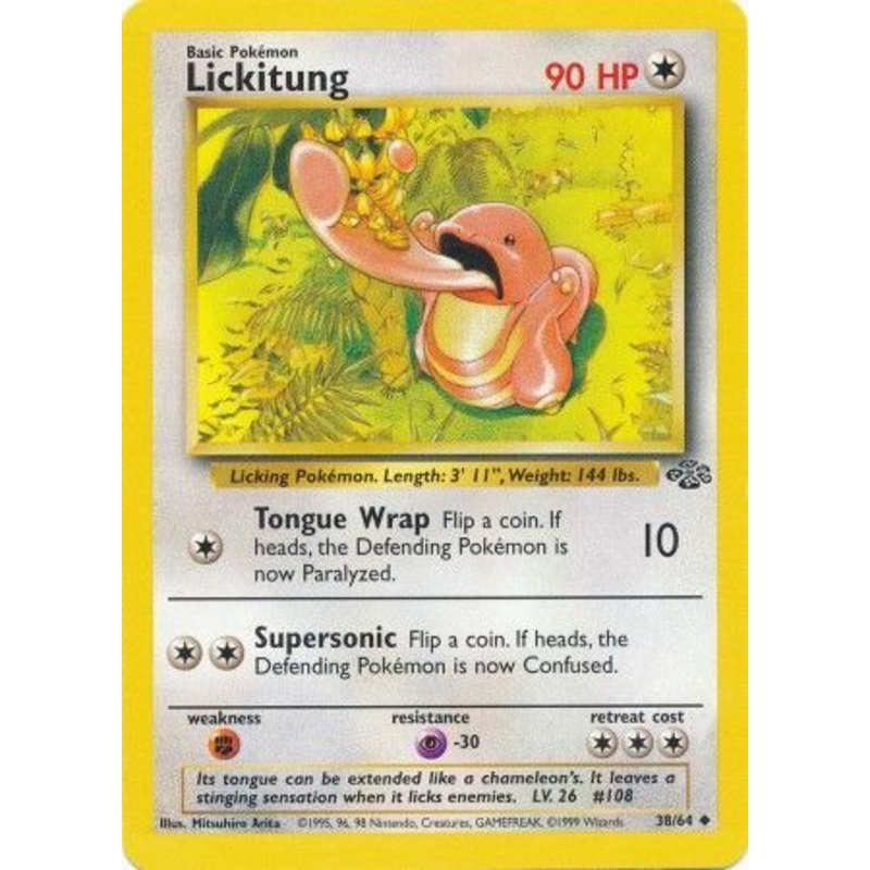 Pokemon Card Jungle Set Unlimited 38/64 Lickitung Uncommon NEAR MINT