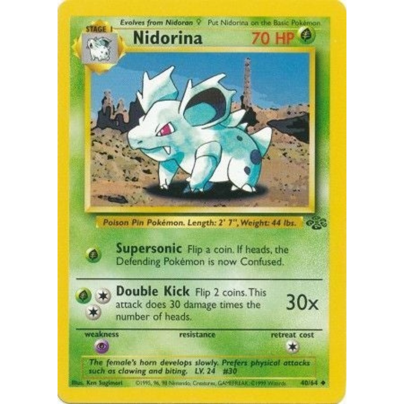 Pokemon Card Jungle Set Unlimited 40/64 Nidorina Uncommon NEAR MINT