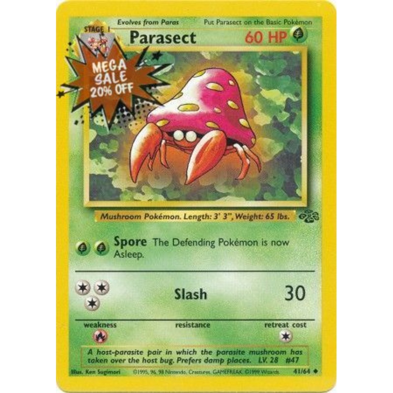 Pokemon Card Jungle Set Unlimited 41/64 Parasect Uncommon NEAR MINT