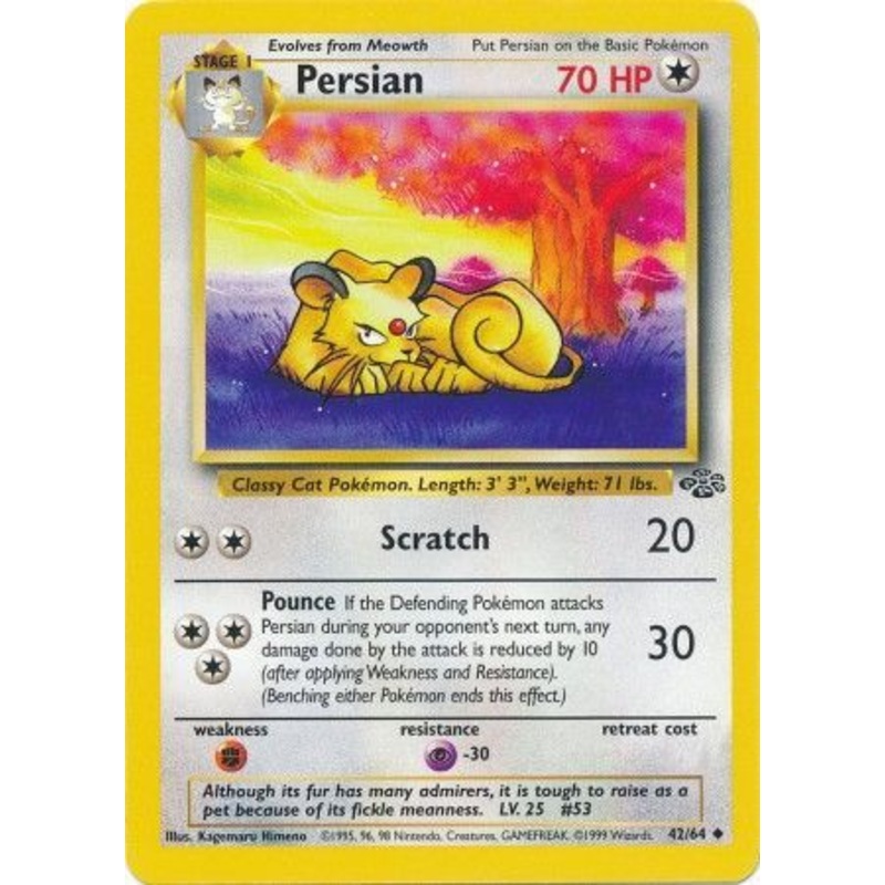 Pokemon Card Jungle Set Unlimited 42/64 Persian Uncommon NEAR MINT