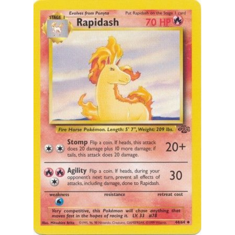 Pokemon Card Jungle Set Unlimited 44/64 Rapidash Uncommon NEAR MINT