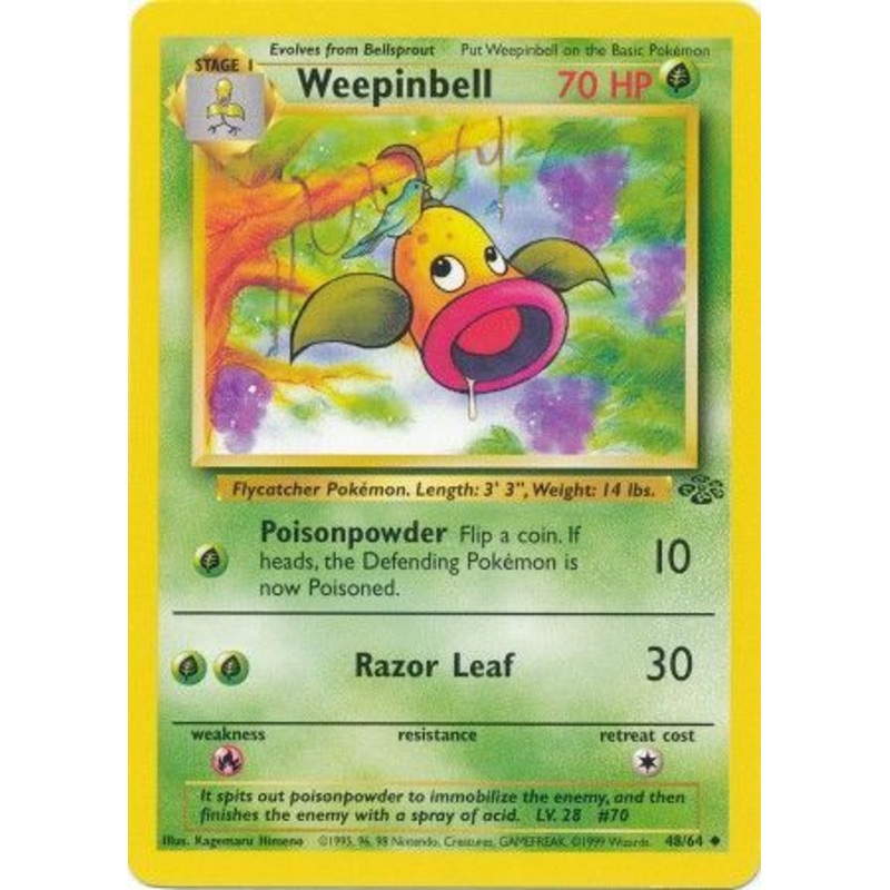 Pokemon Card Jungle Set Unlimited 48/64 Weepinbell Uncommon NEAR MINT