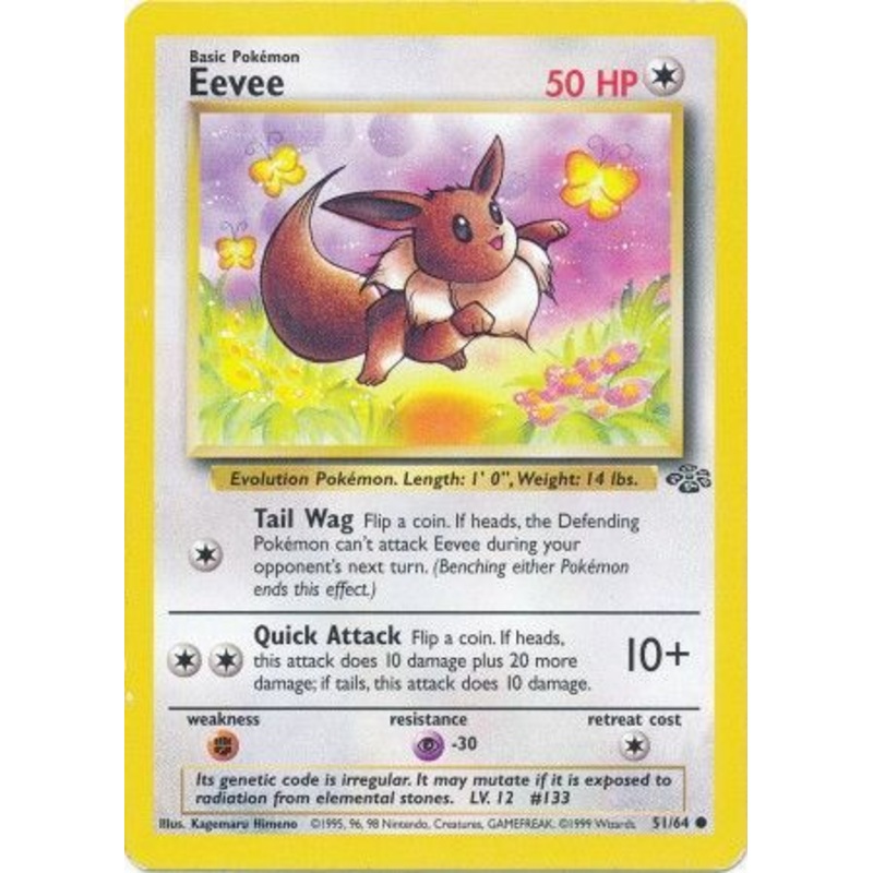 Pokemon Card Jungle Set Unlimited 51/64 Eevee Common NEAR MINT