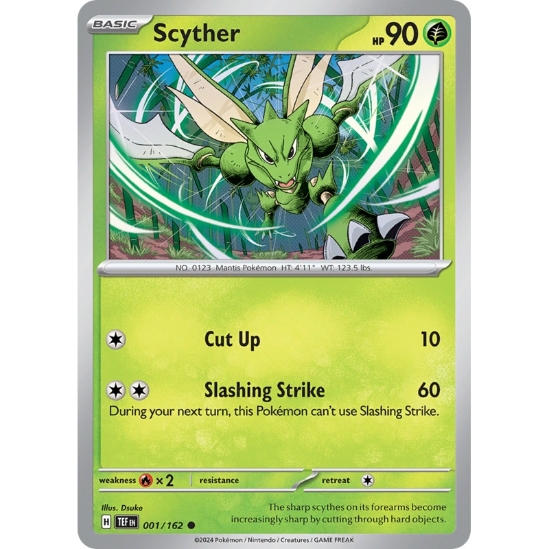 001/162 1/162 Scyther  Pokemon Card  Temporal Forces Common *MINT*