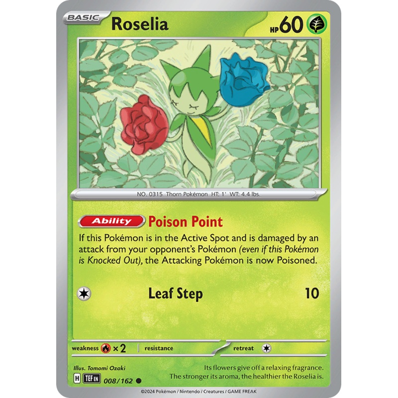 008/162 8/162 Roselia  Pokemon Card  Temporal Forces Common *MINT*