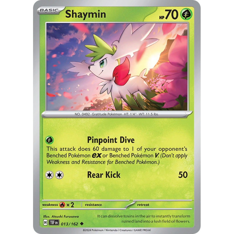 013/162 13/162 Shaymin  Pokemon Card  Temporal Forces Uncommon *MINT*