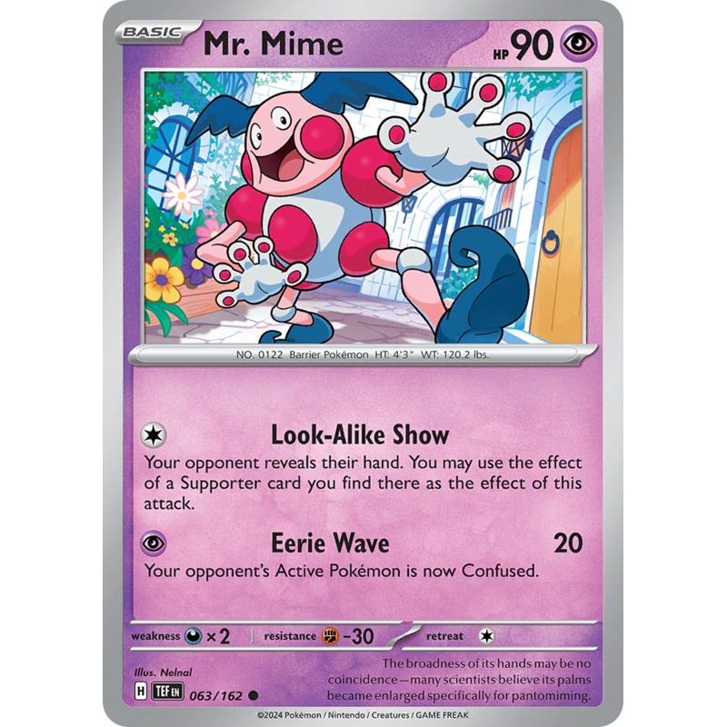 063/162 63/162 Mr. Mime  Pokemon Card  Temporal Forces Common *MINT*