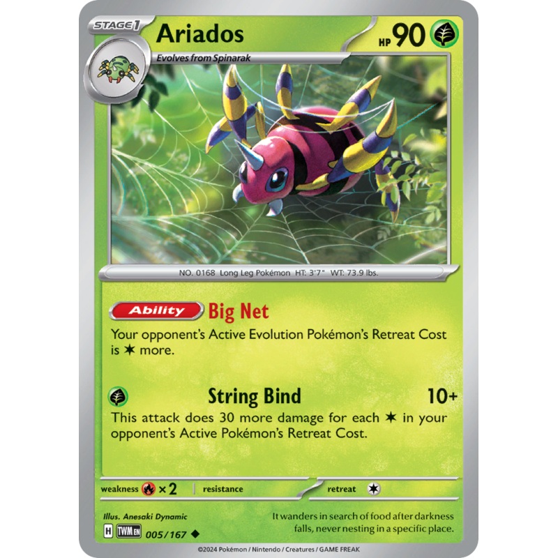 005/167 5/167 Ariados  Pokemon Card  Twilight Masquerade Uncommon *MINT*