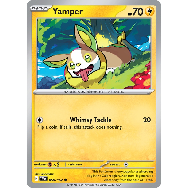 058/162 58/162 Yamper  Pokemon Card  Temporal Forces Common *MINT*
