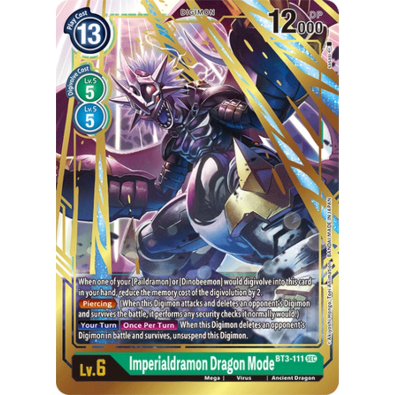 Digimon Card Ver 1.5 Imperialdramon Dragon Mode BT3-111 SEC