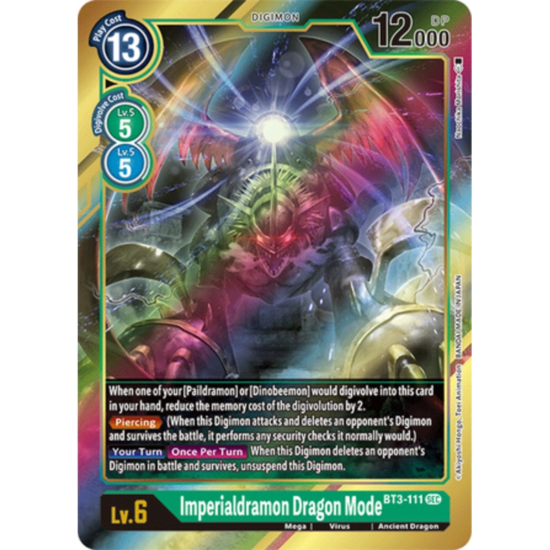 Digimon Card Ver 1.5 Imperialdramon Dragon Mode BT3-111 SR Alternative Art