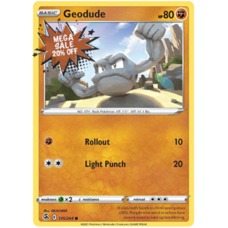 Pokemon Card Fusion Strike 135/264 Geodude Common