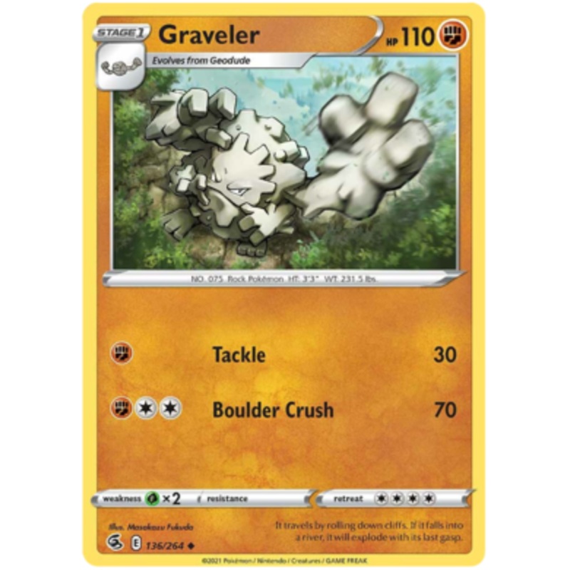 Pokemon Card Fusion Strike 136/264 Graveler Uncommon