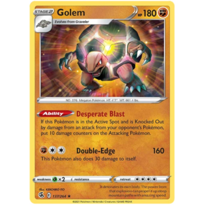 Pokemon Card Fusion Strike 137/264 Golem Rare