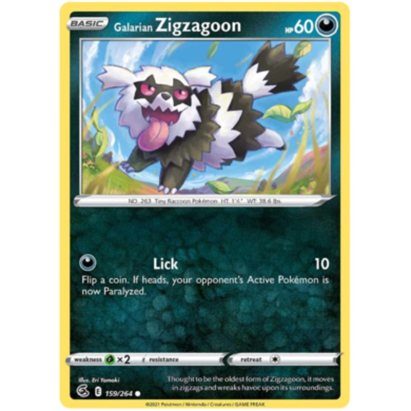Pokemon Card Fusion Strike 159/264 Galarian Zigzagoon Common