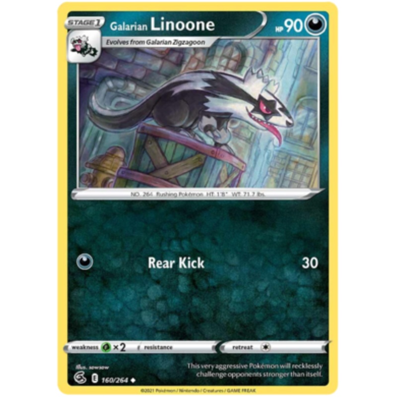 Pokemon Card Fusion Strike 160/264 Galarian Linoone Uncommon