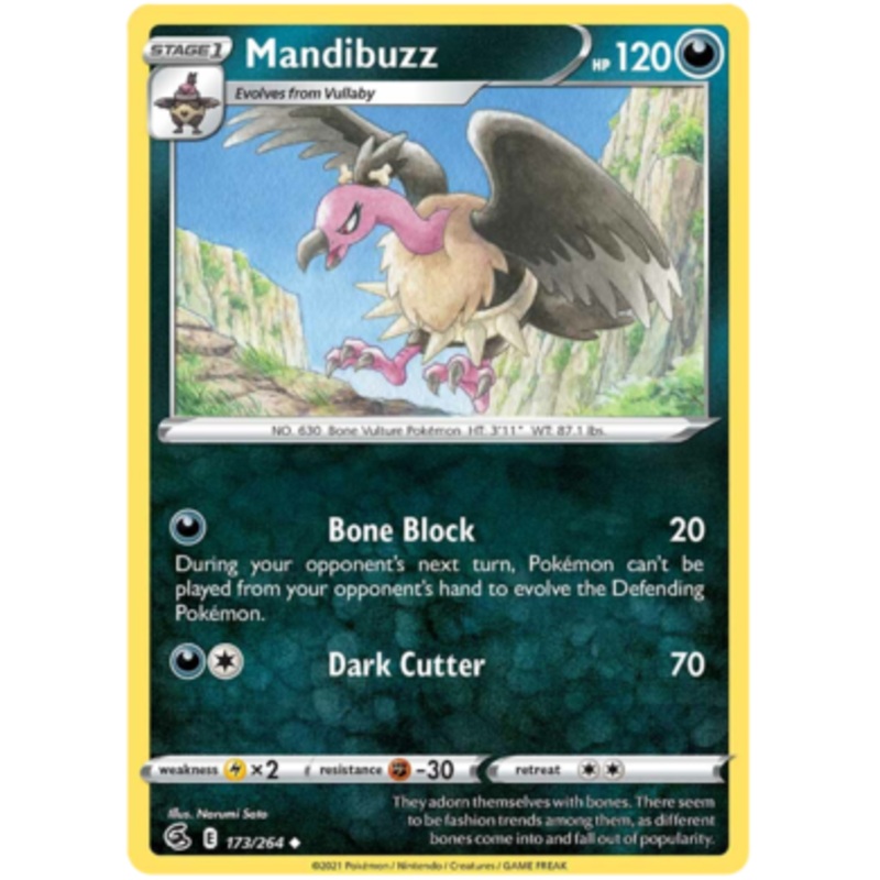 Pokemon Card Fusion Strike 173/264 Mandibuzz Uncommon