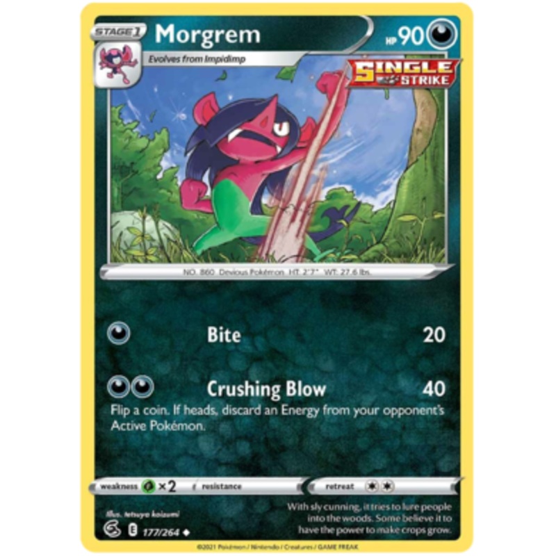 Pokemon Card Fusion Strike 177/264 Morgrem Uncommon