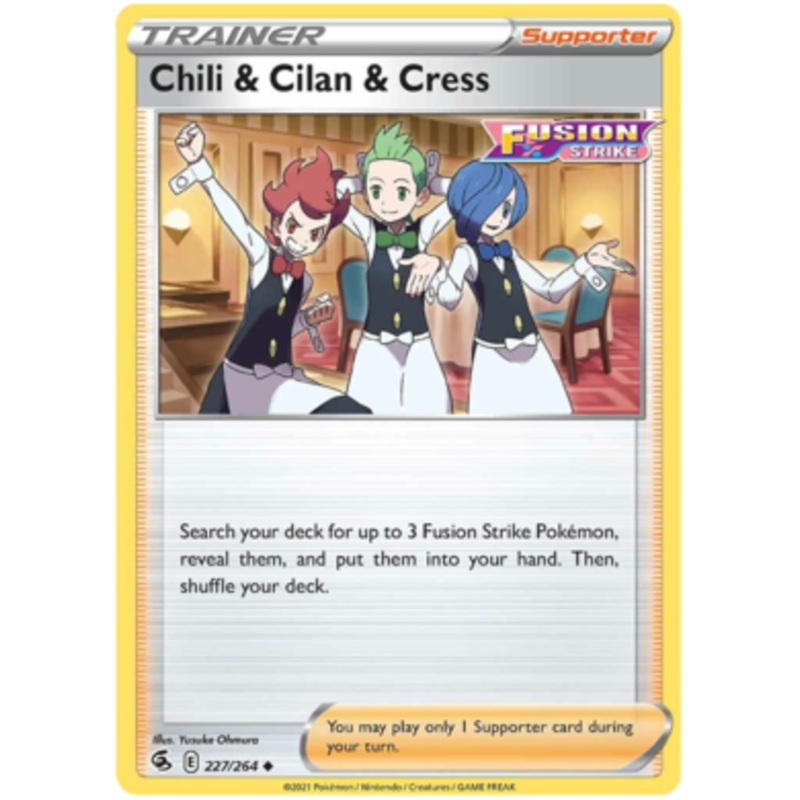Pokemon Card Fusion Strike 227/264 Chili & Cilan & Cress Uncommon