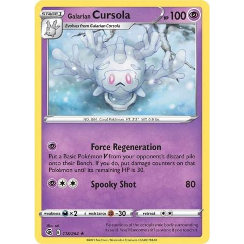 Pokemon Card Fusion Strike 118/264 Galarian Cursola Rare