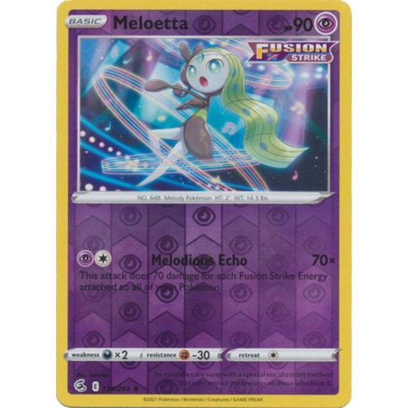 Pokemon Card Fusion Strike 124/264 Meloetta Reverse Holo Rare