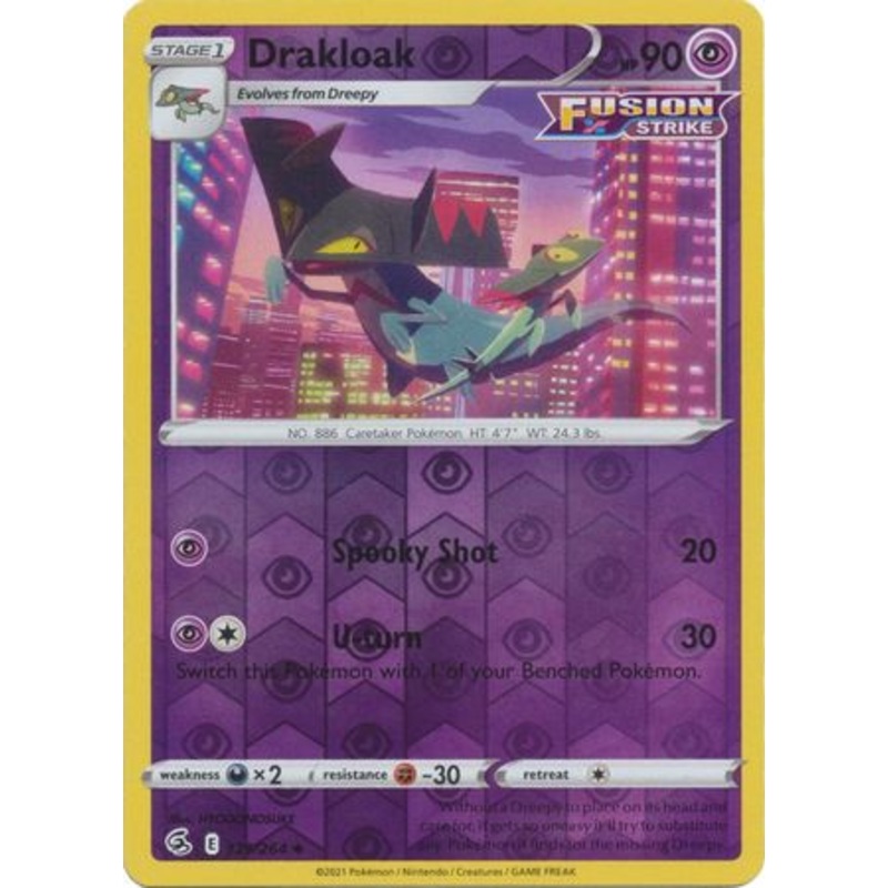 Pokemon Card Fusion Strike 129/264 Drakloak Reverse Holo Uncommon