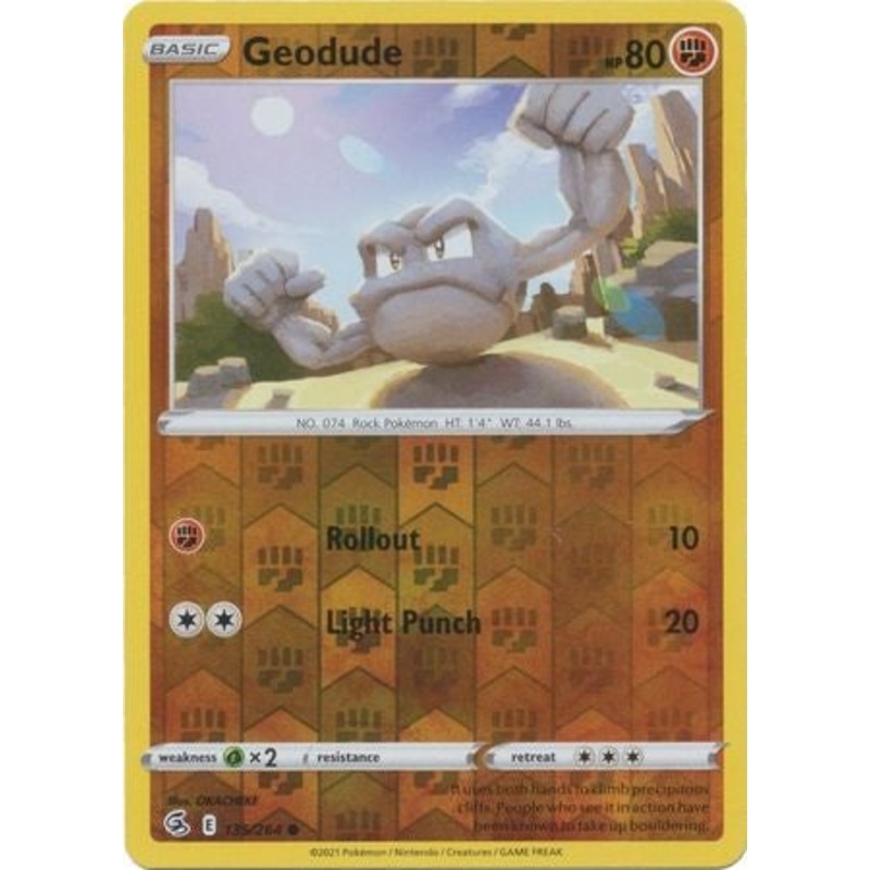 Pokemon Card Fusion Strike 135/264 Geodude Reverse Holo Common