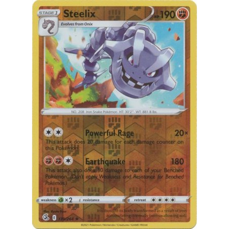 Pokemon Card Fusion Strike 139/264 Steelix Reverse Holo Rare