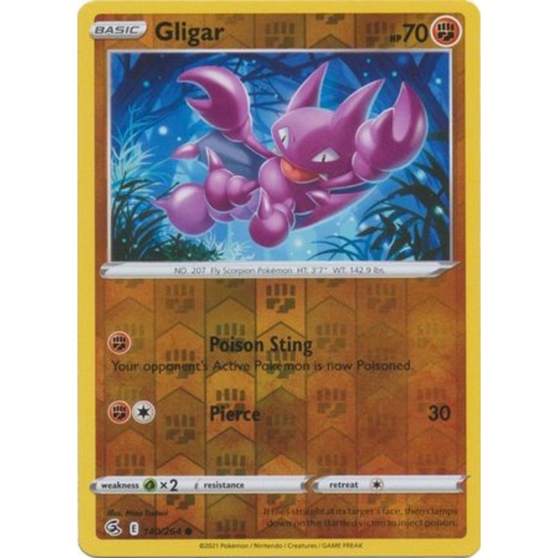 Pokemon Card Fusion Strike 140/264 Gligar Reverse Holo Common