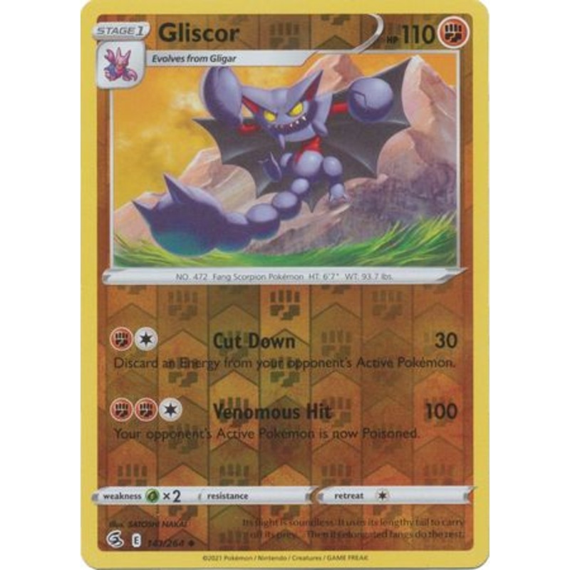 Pokemon Card Fusion Strike 141/264 Gliscor Reverse Holo Uncommon