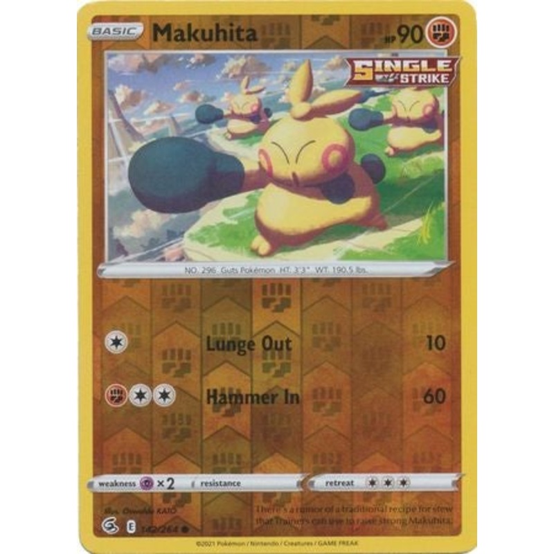 Pokemon Card Fusion Strike 142/264 Makuhita Reverse Holo Common