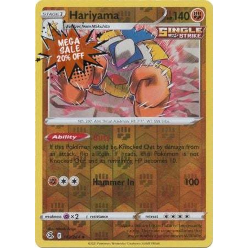 Pokemon Card Fusion Strike 143/264 Hariyama Reverse Holo Uncommon
