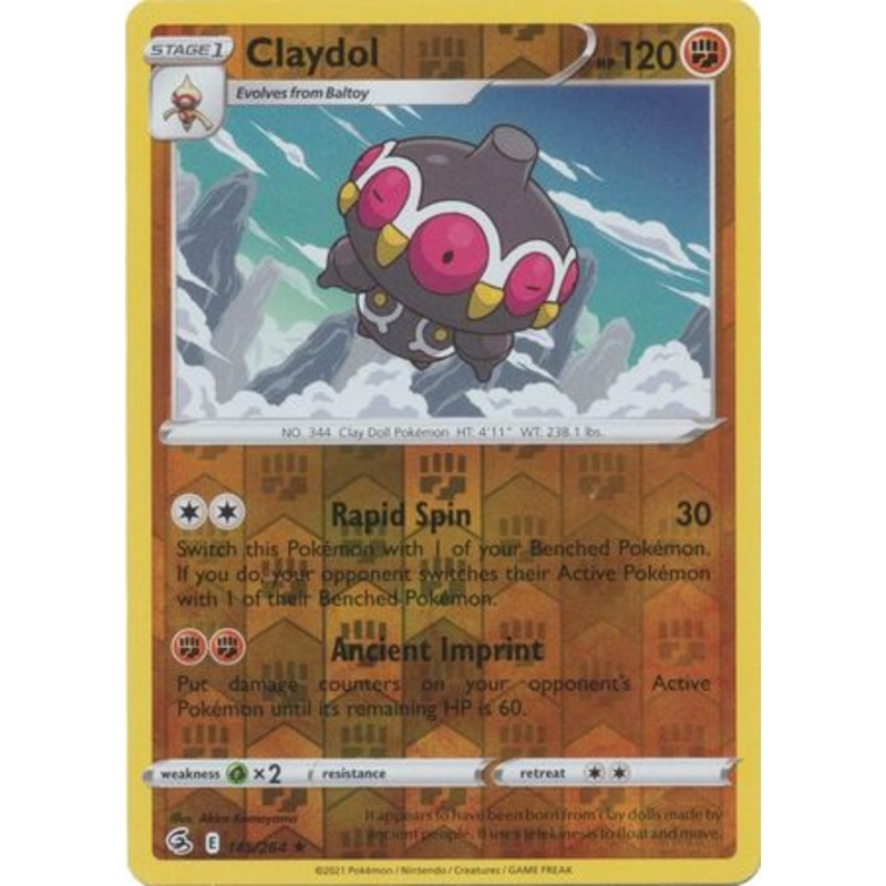 Pokemon Card Fusion Strike 145/264 Claydol Reverse Holo Rare