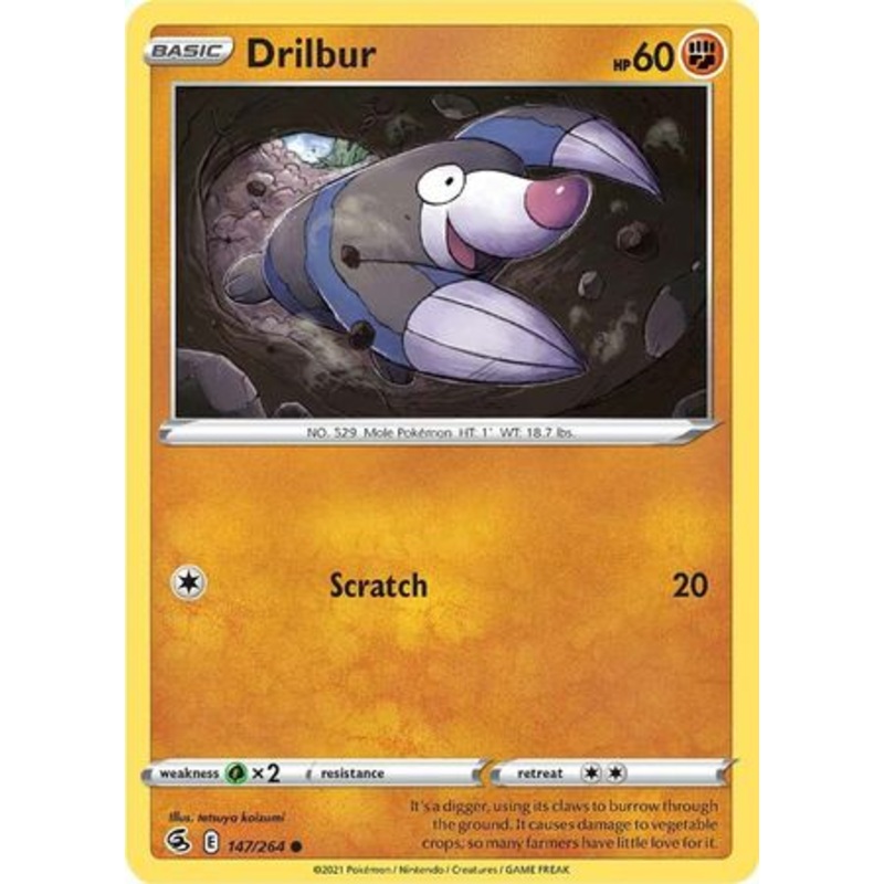Pokemon Card Fusion Strike 147/264 Drilbur Common