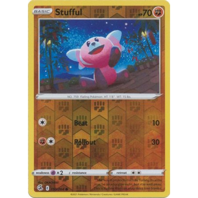 Pokemon Card Fusion Strike 150/264 Stufful Reverse Holo Common