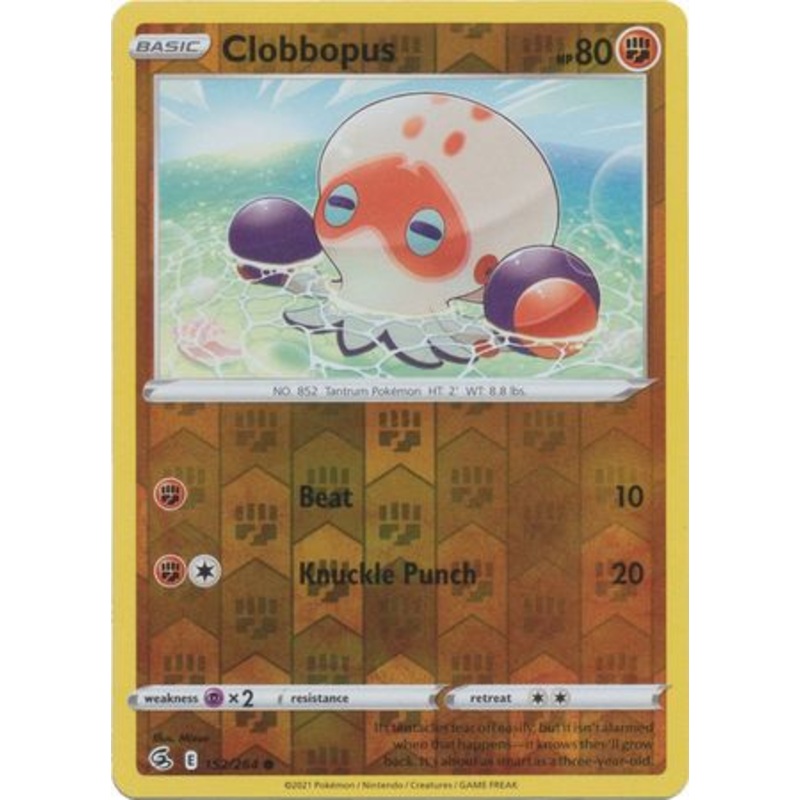 Pokemon Card Fusion Strike 152/264 Clobbopus Reverse Holo Common