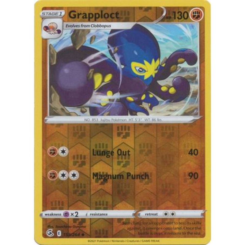Pokemon Card Fusion Strike 153/264 Grapploct Reverse Holo Uncommon