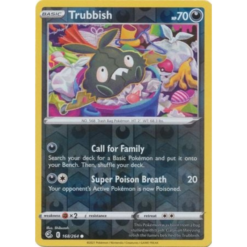 Pokemon Card Fusion Strike 168/264 Trubbish Reverse Holo Common