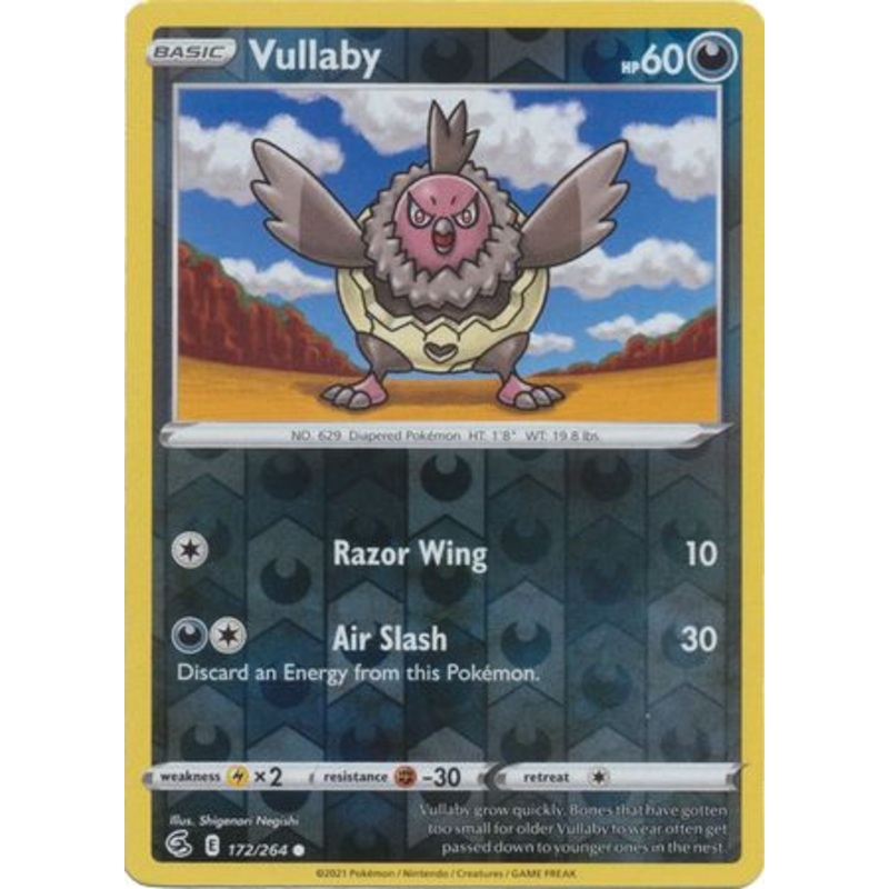 Pokemon Card Fusion Strike 172/264 Vullaby Reverse Holo Common
