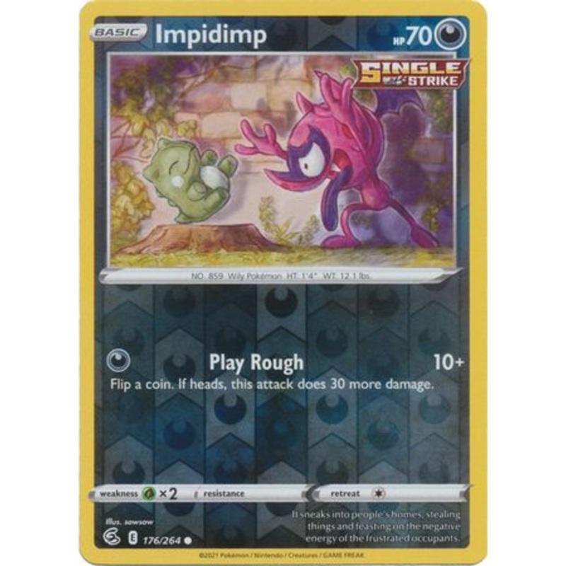 Pokemon Card Fusion Strike 176/264 Impidimp Reverse Holo Common