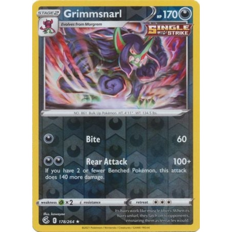 Pokemon Card Fusion Strike 178/264 Grimmsnarl Reverse Holo Rare