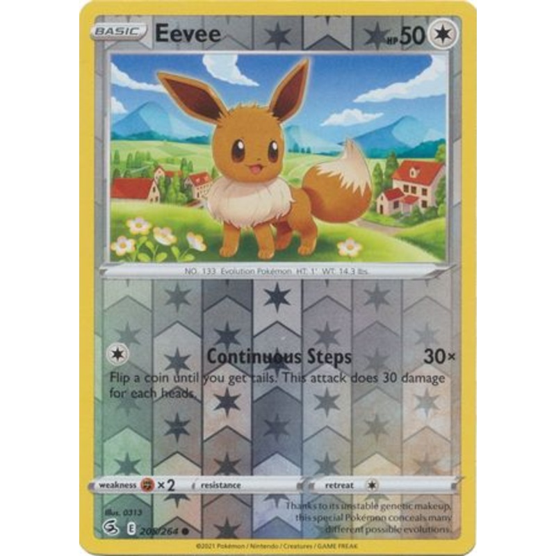 Pokemon Card Fusion Strike 205/264 Eevee Reverse Holo Common