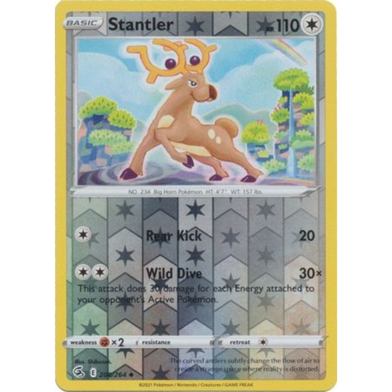 Pokemon Card Fusion Strike 208/264 Stantler Reverse Holo Uncommon