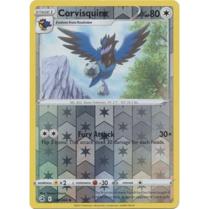Pokemon Card Fusion Strike 220/264 Corvisquire Reverse Holo Uncommon