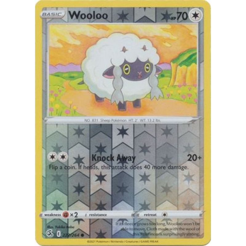 Pokemon Card Fusion Strike 222/264 Wooloo Reverse Holo Common